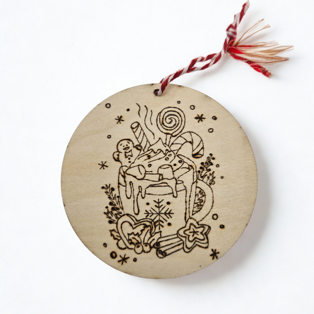 Palla di Natale pirografata “Dolce Inverno” | Incisi a Fuoco